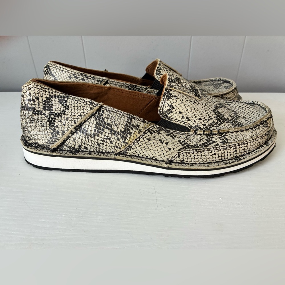NWOT Ariat Men's Snakeskin Loafers - Black and Cream Size 11B - Picture 4 of 11